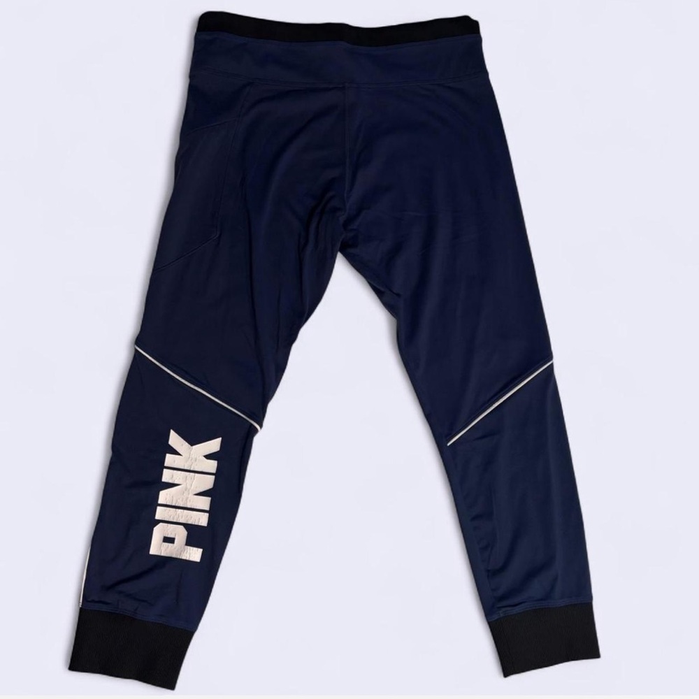 PINK Victoria's Secret Dark Blue 3/4 Length Cropped Leggings Women’s Size Large
